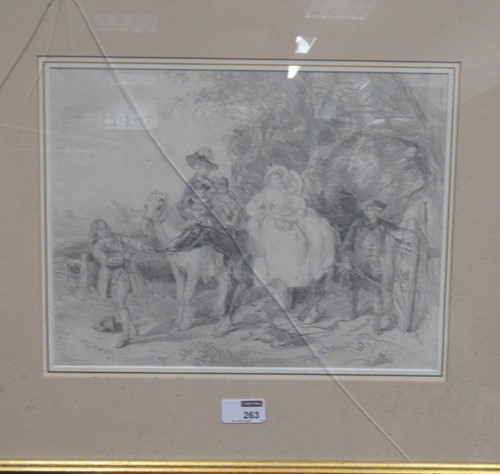 Lot 263 - Follower of George Morland, pencil, 26 x 34cm