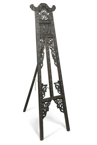 Lot 87 - A Japanese carved hardwood easel, late Meiji Period (1868-1912)