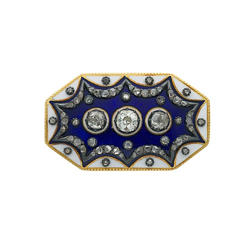Lot 73 - A diamond and enamel brooch