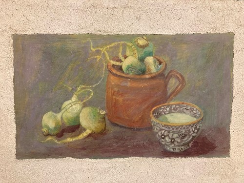 Lot 299 - Jean Rose (Modern British)  Still life fresco,...