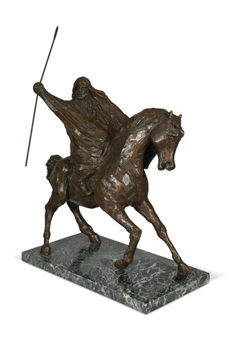 Lot 114 - A French bronzed figure of an Arab on horseback, 20th century