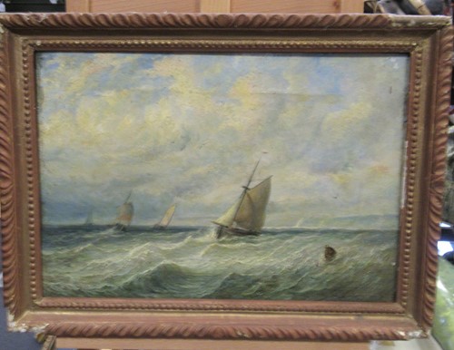 Lot 259 - R. Bridgehouse 1862, marine scene with boats,...
