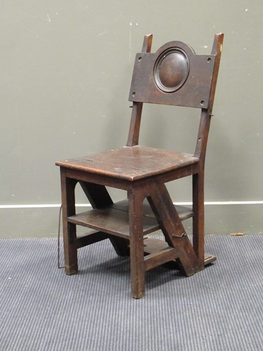 Lot 706 - An oak metamorphic chair steps, late 19th century
