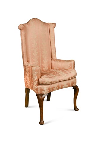 Lot 799 - A walnut wing armchair, late 19th century