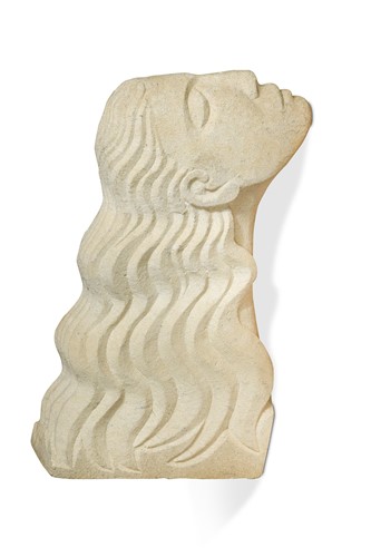 Lot 118 - In the manner of Eric Gill, a carved limestone head