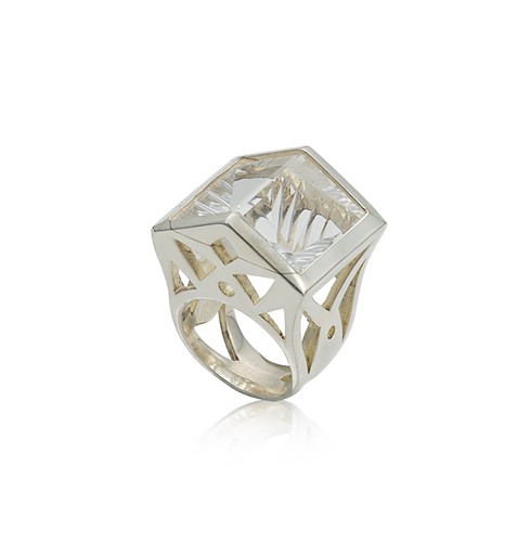 Lot 106 - A modern rock crystal statement ring