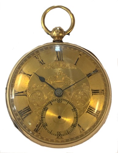 Lot 223 - Unsigned - A Victorian 18ct gold open-faced pocket watch