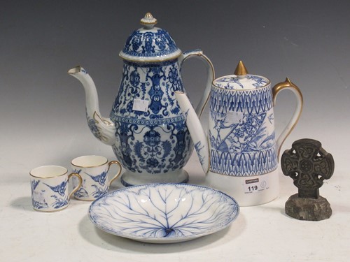 Lot 119 - A pearlware coffee pot, a Wedgewood creamware...