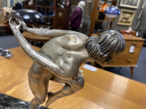 Lot 113 - Pierre Laurel (French, 1892-1962), Farandole, an Art Deco silvered bronze group