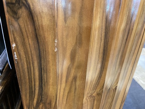 Lot 251 - Attributed to Harry & Lou Epstein, an Art Deco figured walnut demi-lune cocktail cabinet, circa 1930