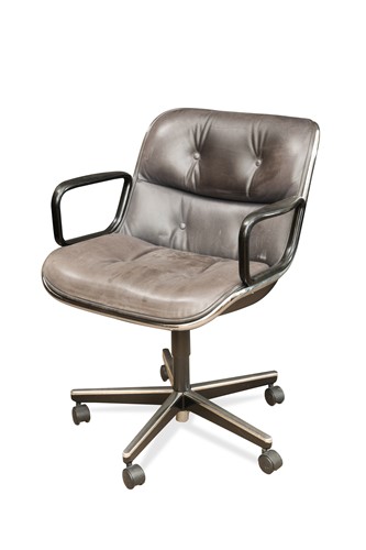 Lot 298 - Charles Pollock for Knoll, an Executive leather swivel desk chair, designed 1963, wi