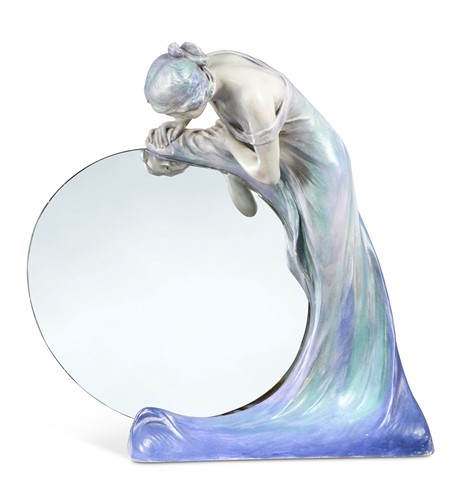 Lot 160 - A large Art Nouveau style figural table mirror