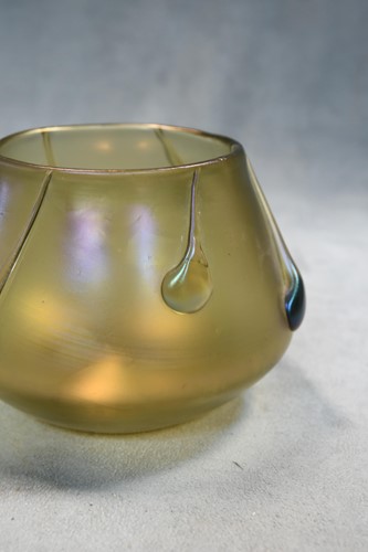 Lot 2 - Attributed to Tiffany, two miniature Favrille glass vases