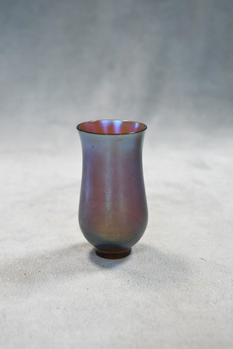 Lot 2 - Attributed to Tiffany, two miniature Favrille glass vases