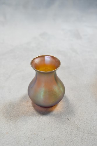 Lot 2 - Attributed to Tiffany, two miniature Favrille glass vases