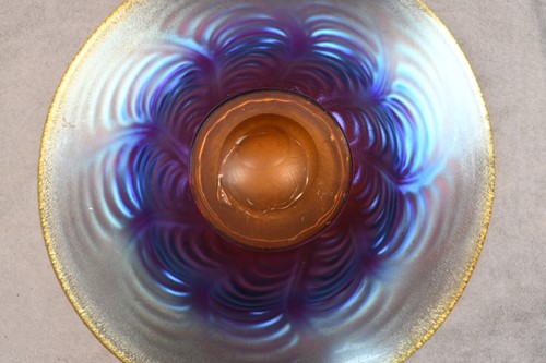 Lot 2 - Attributed to Tiffany, two miniature Favrille glass vases