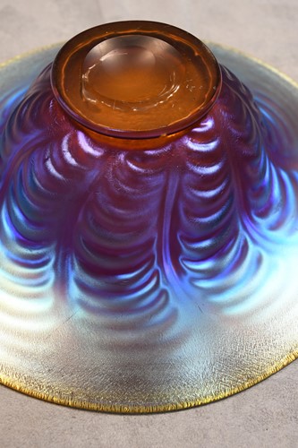 Lot 2 - Attributed to Tiffany, two miniature Favrille glass vases