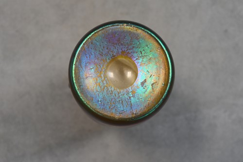 Lot 2 - Attributed to Tiffany, two miniature Favrille glass vases