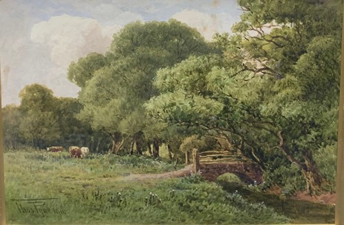 Lot 244 - Thomas Payne (1843-1935), Cows crazing in a...