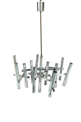 Lot 274 - A mid-century chrome chandelier by Gaetano Sciolari