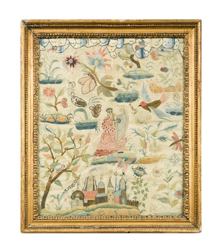 Lot 732 - An embroidered needlework picture, 17th century