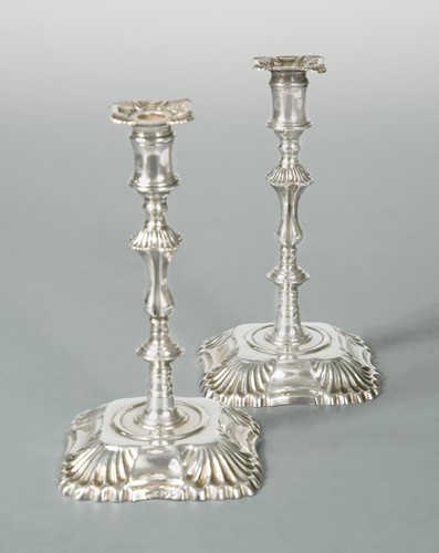 Lot 405 - A pair of Victorian silver tapersticks