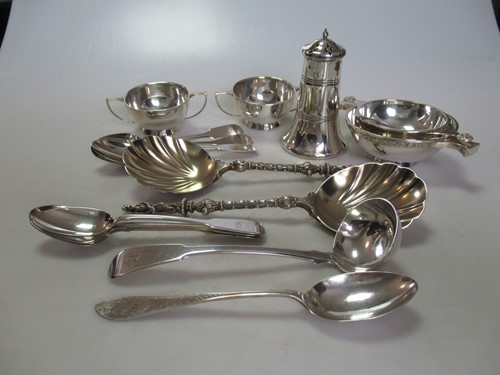 Lot 211 - Four silver quaichs, together with a silver...