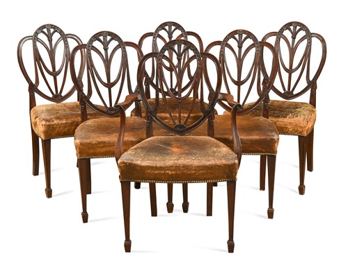 Lot 796 - A set of six mahogany dining chairs, late 19th century