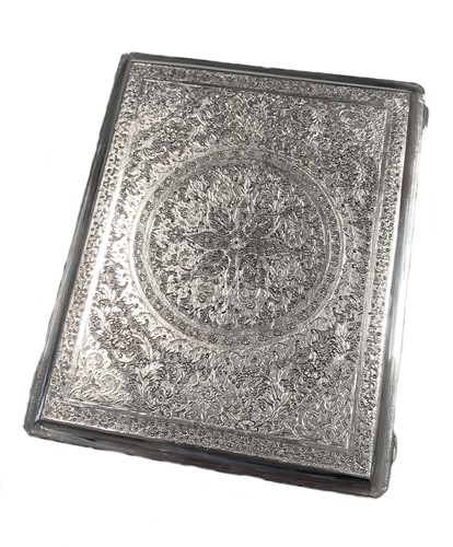 Lot 290 - A 20th century Iranian metalwares pocket cigarette case