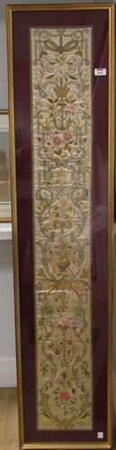 Lot 512 - A 19th Century silk and embroidered panel,...