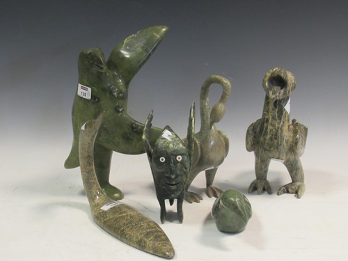 Lot 135 - A collection of Inuit carvings of bird forms,...