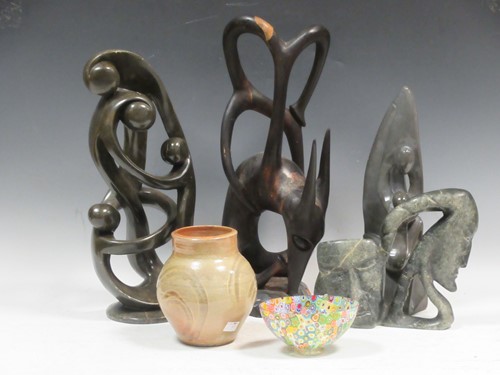 Lot 160 - African carvings; to include one signed by...