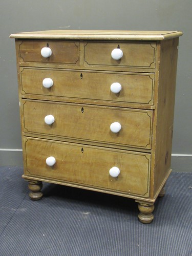 Lot 428 - A 19th century painted pine chest of drawers,...