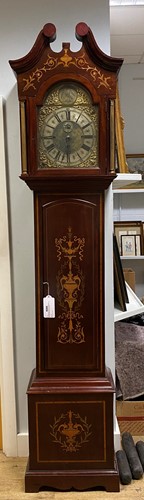 Lot 962 - An Edwardian inlaid mahogany chiming longcase clock