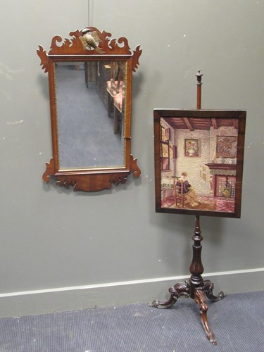 Lot 424 - A 19th century rosewood pole screen, 138 cm...