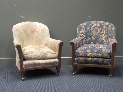 Lot 478 - A pair of Edwardian tub armchairs, with...
