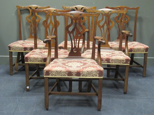 Lot 417 - A set of six George III style mahogany dining...
