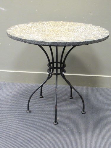 Lot 487 - A Mosaic circular table on bent metal base, 77...