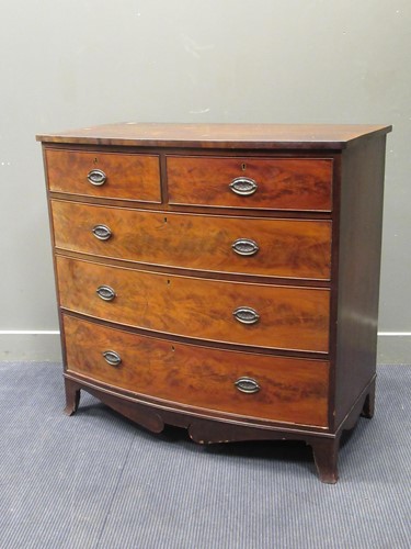 Lot 432 - A 19th century mahogany bow fronted chest of...