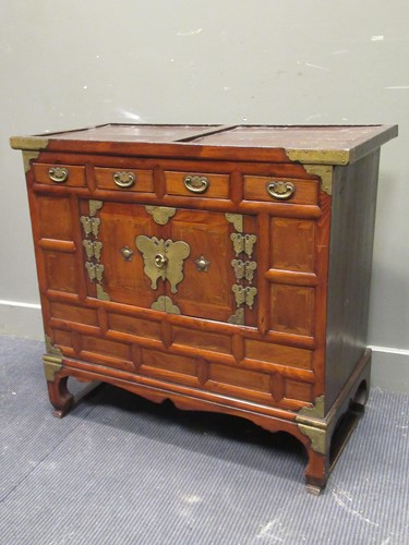 Lot 400 - A 20th century Chinese brass bound side...