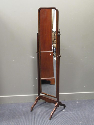 Lot 404 - A 20th century walnut cheval mirror with...