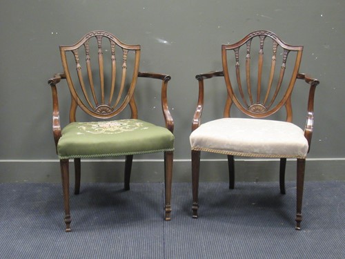 Lot 430 - A pair of Hepplewhite style mahogany open...