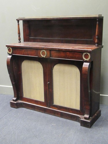 Lot 421 - A Regency rosewood chiffonier, 125 x 121 x 38 cm