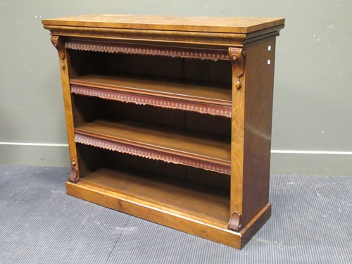 Lot 431 - A Victorian walnut bookcase, 93 x 107 x 38 cm
