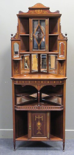 Lot 502 - An Edwardian inlaid mahogany corner unit