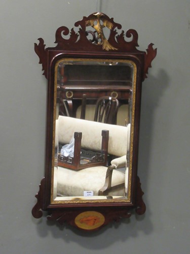 Lot 476 - A Georgian style fret framed wall mirror, 91 x...