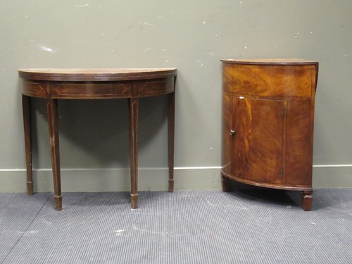 Lot 433 - A 19th century inlaid mahogany demi-lune tea...