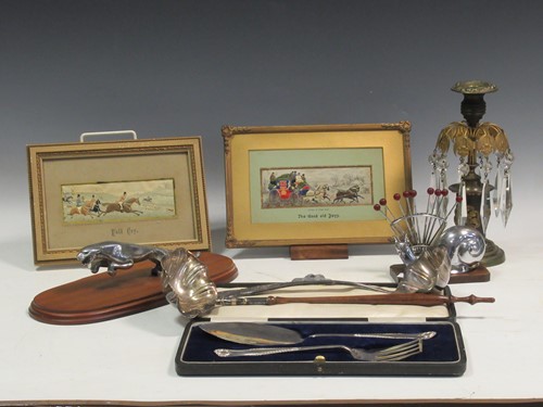 Lot 232 - A Jaguar car mascot, an Art Deco set of...