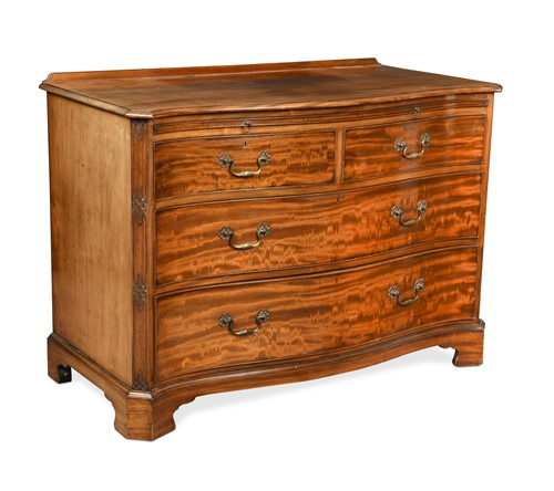 Lot 798 - A George III style mahogany serpentine fronted chest, 19th century