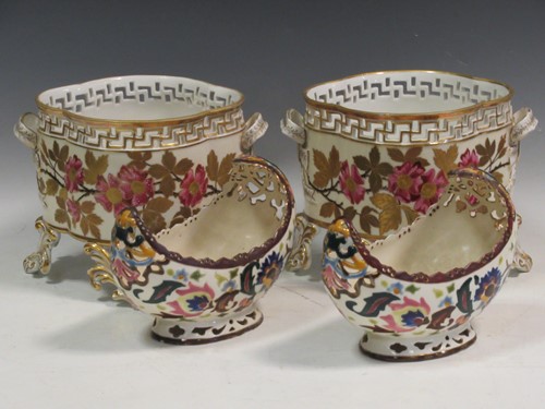 Lot 75 - A pair of late 19th century porcelain planters...